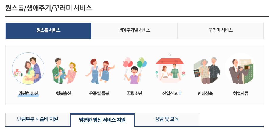 한번에 신청하세요 맘편한 임신 원스톱서비스