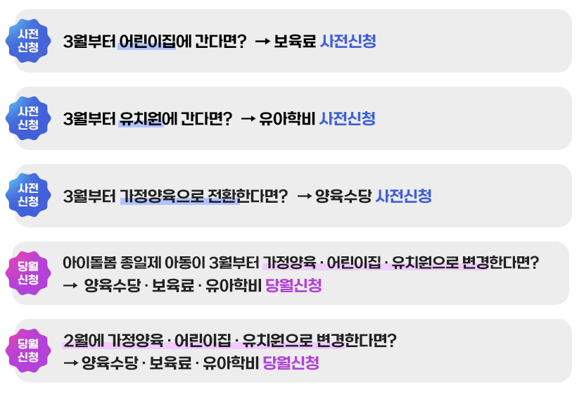 224 마감 2023년 보육료유아학비양육수당 사전신청 방법 알아볼까요